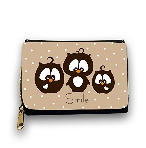 Portemonnaie Geldbörse Brieftasche mit Eulen Eule hellbraun gepunktet Mädchengeldbörse gk14 von ilka parey wandtattoo-welt