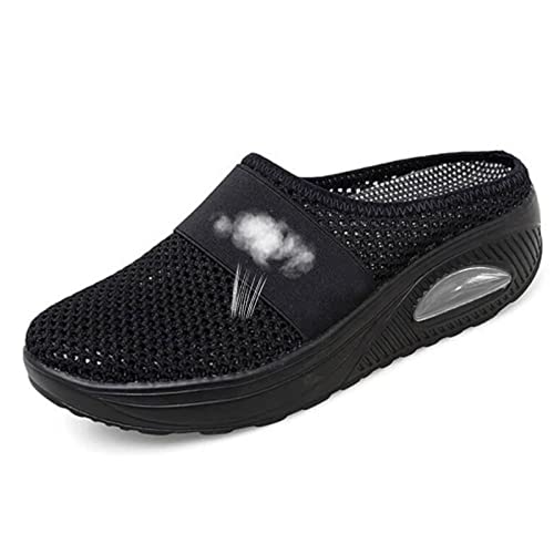 Diabetikerschuhe für Herren und Damen, Breite Passform Leichte Slip-On Sandalen Plantarfasziitis Orthopädische Wanderschuhe Atmungsaktives Schuhwerk für Ödeme Arthritis Geschwollene Füße,Schwarz,35 von wangdahua