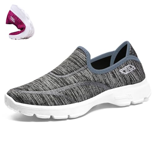 Lässige Wanderschuhe für Herren und Damen, Slip-On-Sneaker Bequeme Weiche Slipper Zum Anziehen Krankenschwester Arbeitsschuhe für Plattfüße, Plantarfasziitis, Fersenschmerzlinderung,Grey 1,39 von wangdahua