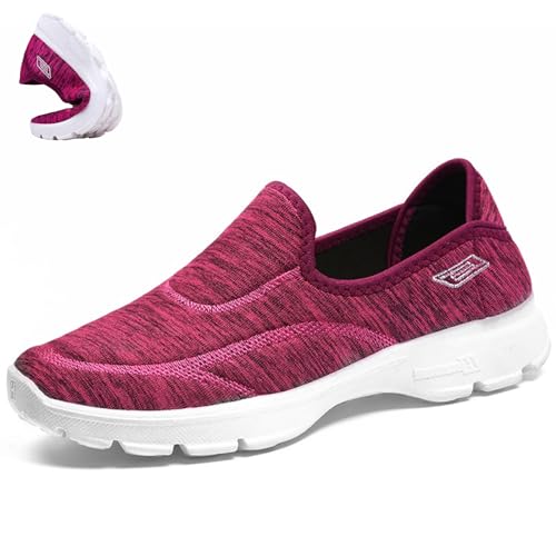 Lässige Wanderschuhe für Herren und Damen, Slip-On-Sneaker Bequeme Weiche Slipper Zum Anziehen Krankenschwester Arbeitsschuhe für Plattfüße, Plantarfasziitis, Fersenschmerzlinderung,Pink 1,38 von wangdahua