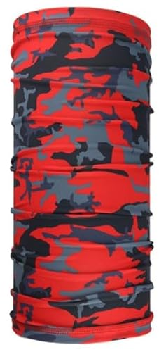 ware-direkt Multifunktionstuch Loop Schal | Sport Outdoor Motorrad | Damen Herren | Schlauchschal Halstuch | Atmungsaktiv Waschbar Elastisch | Vernähte Saumkanten (Camouflage Rot) von ware-direkt