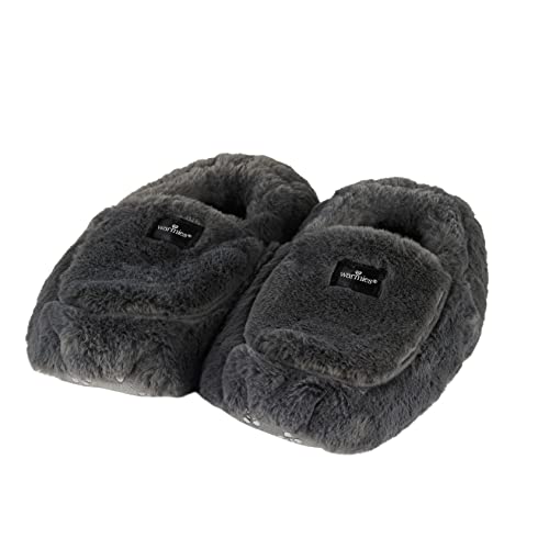 Warmies Fully Heatable Luxury Slippers voll beheizbare Luxus-Hausschuhe mit französischem Lavendel, stahlgrau, 10 x 2 x 2.7 von warmies