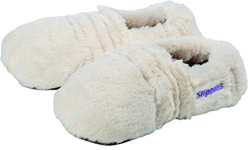 Warmies Slippies Deluxe Cream Plüsch Hausschuhe Größe M (36-40) mit herausnehmbarer Füllung von warmies