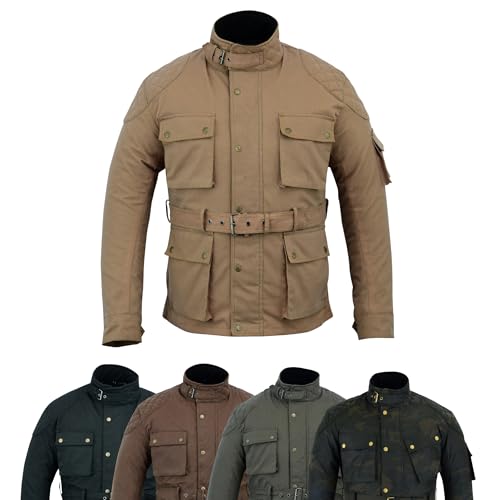 warrior gears Herren-Motorradjacken aus gewachster Baumwolle, wasserdichte Motorradjacke mit Nylonfutter, gepanzerter Biker-Textil-Winter-Outdoor-Mantel für Männer, Reit- und Reisekleidung von warrior gears
