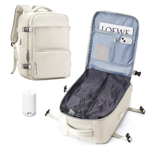 Vakuum Rucksack Handgepäck mit Vakuumpumpe, Ryanair Handgepäck 40x20x25 Vacuum Backpack Travel Tasche Airbag mit Vakuumsystem Reiserucksack Damen Herren Wasserdicht Rucksack von wassdins