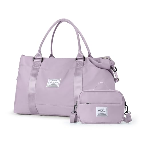 Weekender Reisetasche für Damen, Handgepäcktasche, Sporttasche, Turnbeutel, Übernachtungstasche, B-lila, Reisetasche mit Kulturbeutel von wassdins