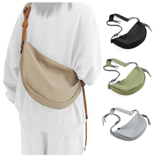 wassdins Hobo Crossbody Bag Damen Große, Halbmond Schultertasche Half Moon Bag, Nylon Halbmond Tasche Damen mit verstellbarer Schultergurt, Women's Hobos & Shoulder Bags von wassdins