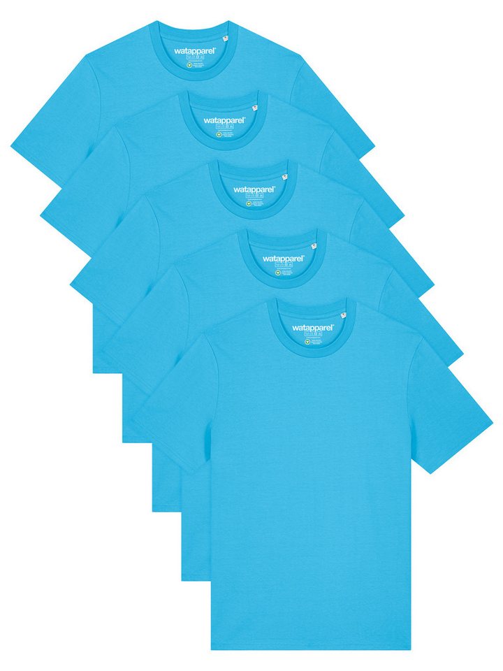 wat? Apparel T-Shirt 5er Multipack Bio Basic T-Shirt Aqua Blue von wat? Apparel