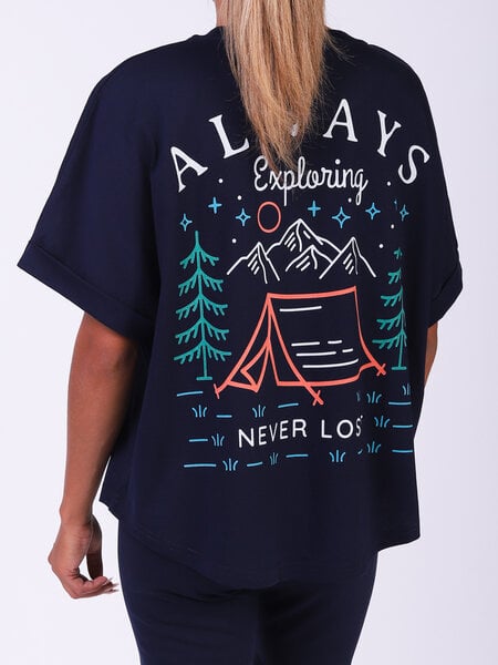 watapparel Oversize T-Shirt Frauen Always exploring never lost von watapparel