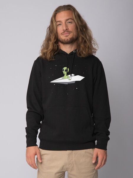 watapparel Hoodie Unisex Alien on a paper plane von watapparel