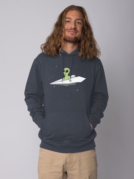 watapparel Hoodie Unisex Alien on a paper plane von watapparel