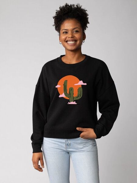 watapparel Sweatshirt Frauen Kaktus im Sonnenuntergang von watapparel