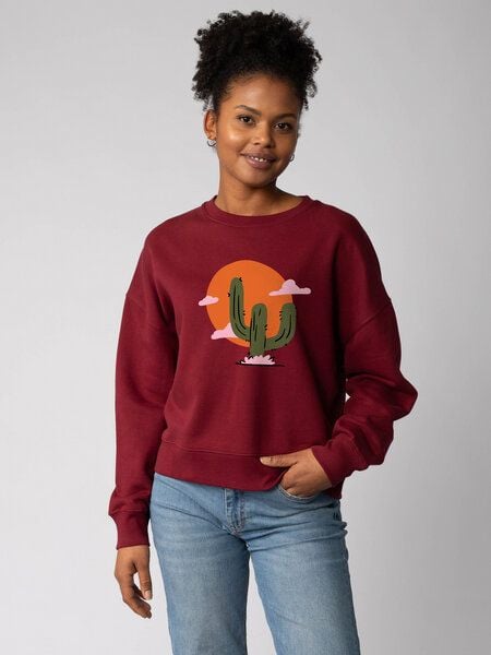 watapparel Sweatshirt Frauen Kaktus im Sonnenuntergang von watapparel