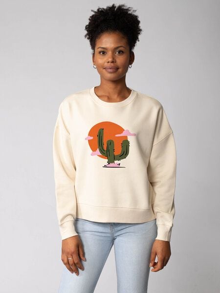 watapparel Sweatshirt Frauen Kaktus im Sonnenuntergang von watapparel