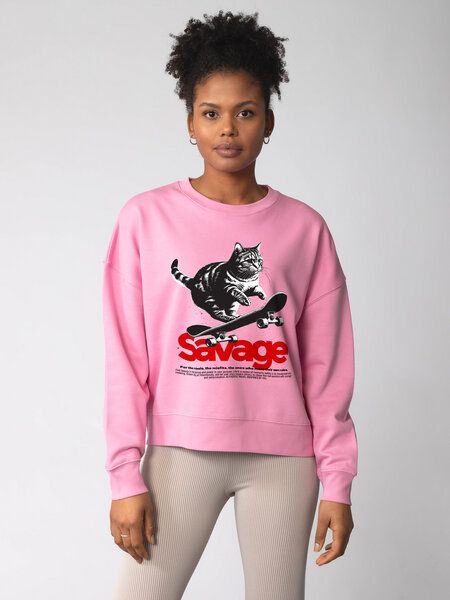 watapparel Sweatshirt Frauen Savage Cat von watapparel