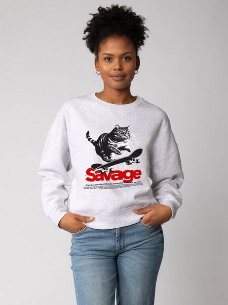 watapparel Sweatshirt Frauen Savage Cat von watapparel