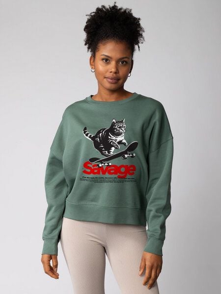 watapparel Sweatshirt Frauen Savage Cat von watapparel