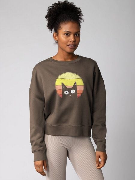 watapparel Sweatshirt Frauen Sunset Cat von watapparel