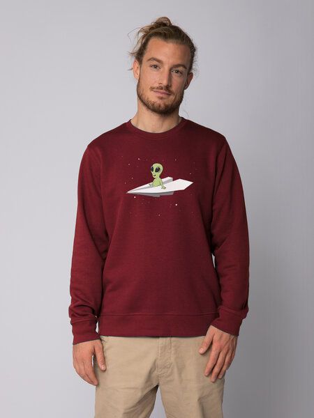 watapparel Sweatshirt Unisex Alien on a paper plane von watapparel