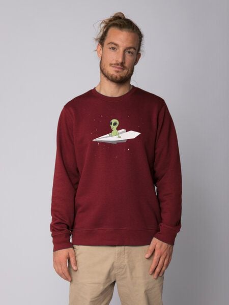 watapparel Sweatshirt Unisex Alien on a paper plane von watapparel