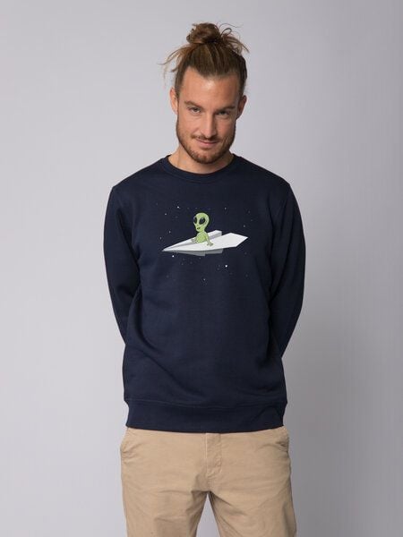 watapparel Sweatshirt Unisex Alien on a paper plane von watapparel