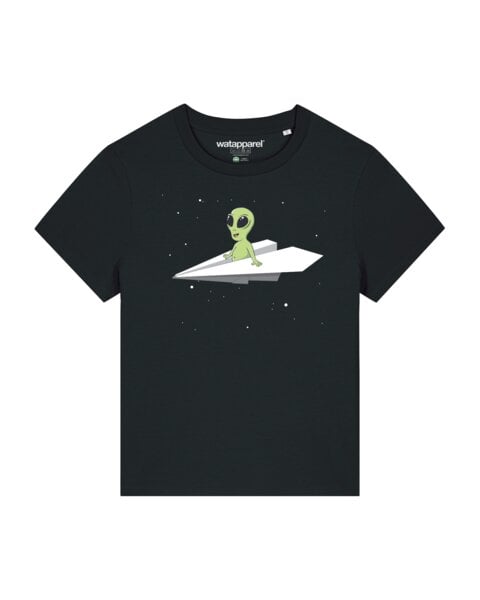 watapparel T-Shirt Frauen Alien on a paper plane von watapparel