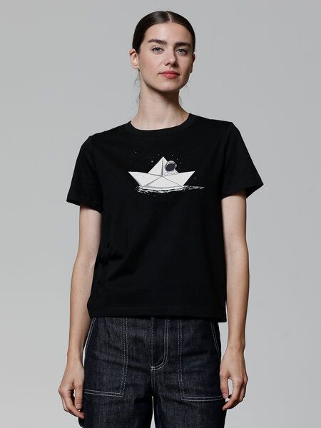 watapparel T-Shirt Frauen Astronaut in paper boat von watapparel