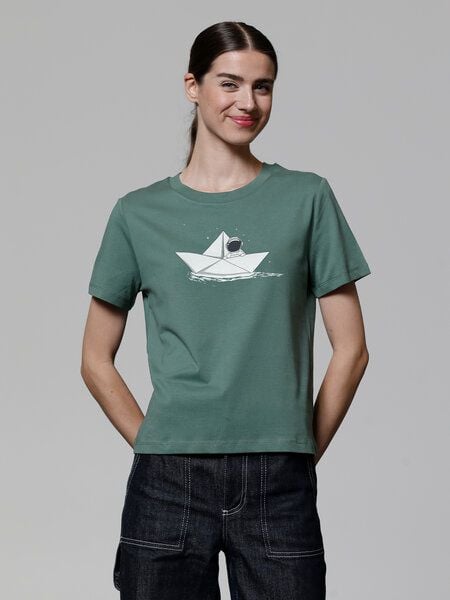 watapparel T-Shirt Frauen Astronaut in paper boat von watapparel