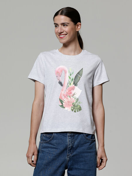 watapparel T-Shirt Frauen Flamingo mit Blumen von watapparel