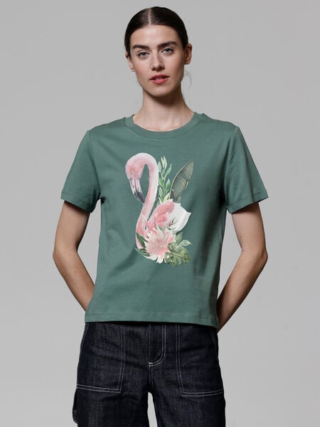 watapparel T-Shirt Frauen Flamingo mit Blumen von watapparel