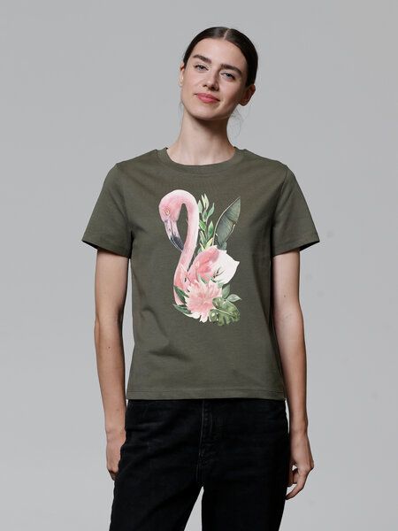 watapparel T-Shirt Frauen Flamingo mit Blumen watapparel T-Shirt Frauen Flamingo mit Blumen von watapparel