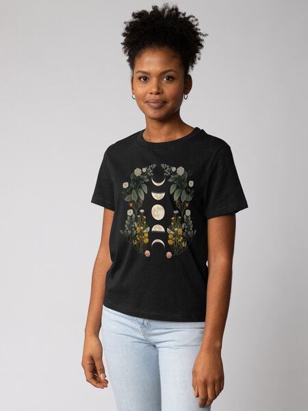 watapparel T-Shirt Frauen Moonphases & Flowers von watapparel