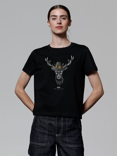 watapparel T-Shirt Frauen [#afts] Hirsch von watapparel
