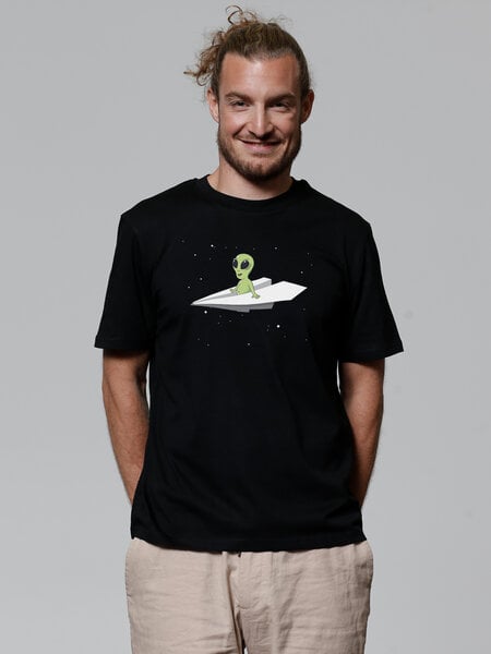 watapparel T-Shirt Unisex Alien on a paper plane von watapparel