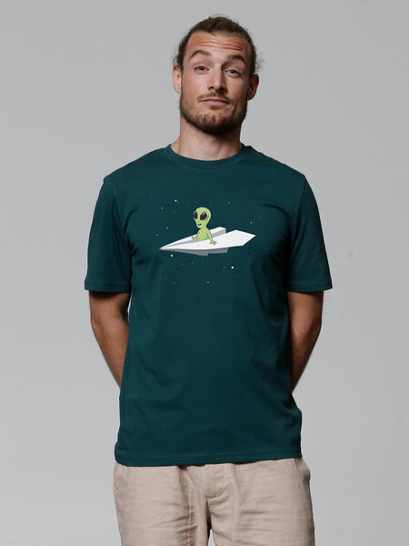 watapparel T-Shirt Unisex Alien on a paper plane von watapparel