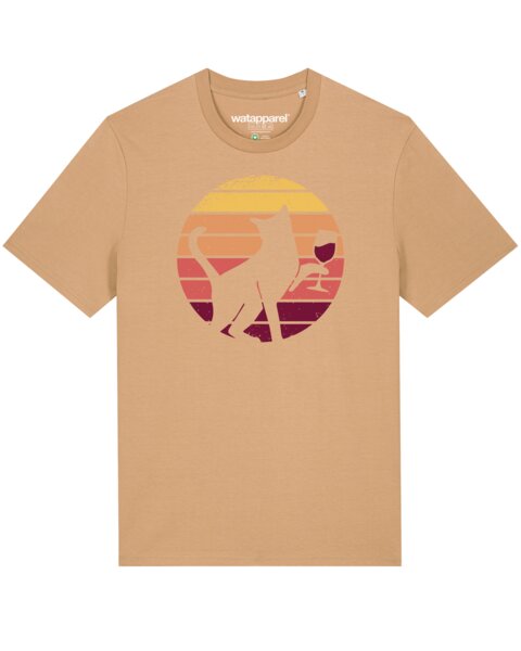 watapparel T-Shirt Unisex Sunset Katze & Rotwein von watapparel