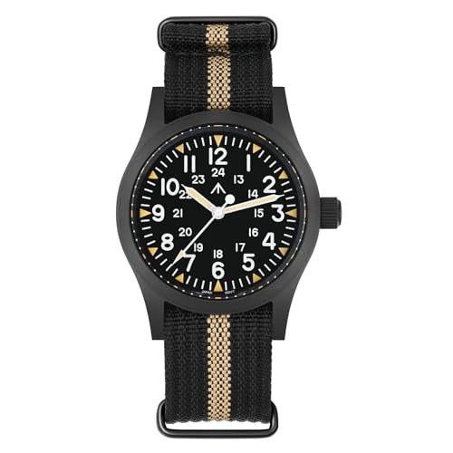 Militado ML05 ML05B 38mm Vintage Felduhren Für Männer, VH31 Schweigende Sekunde/515/Miyota Super 2035 Quarzwerk, Gewölbtes Saphirglas Mit AR-Beschichtung, C3 Super-Leuchtmasse, 100M Wasserdicht von watchdives