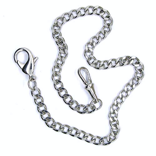 Silber Taschenuhrkette Albert Kette Fob Kette für Herren mit Drehverschluss und Karabinerverschluss FC05A, silber, 14 Inches, Modern von watchvshop