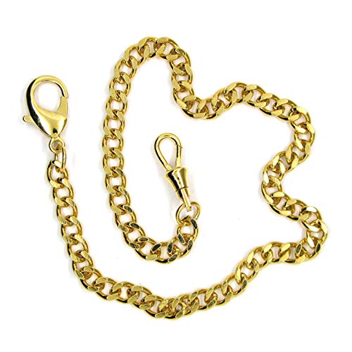 Taschenuhrkette Albert Kette Gold Taschenkette für Herren Karabinerverschluss Drehverschluss FC04A von watchvshop