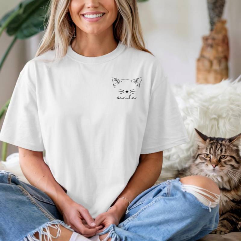 Katzenohren Unisex T-Shirt | Katze Geschenk Personalisiert Katzenbesitzer & Katzenliebhaber Katzenmama von wauzimauzi
