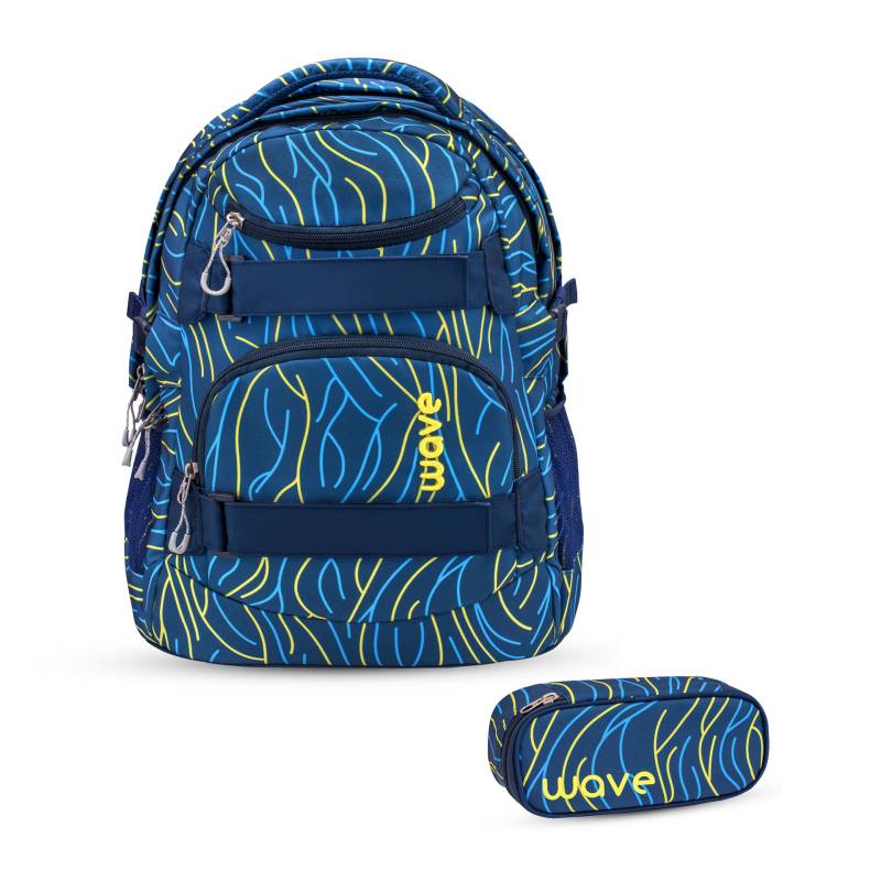 wave - Wave Wave Infinity Schulrucksack Set 2 tlg. - Yellow Lines Koffer24 von wave