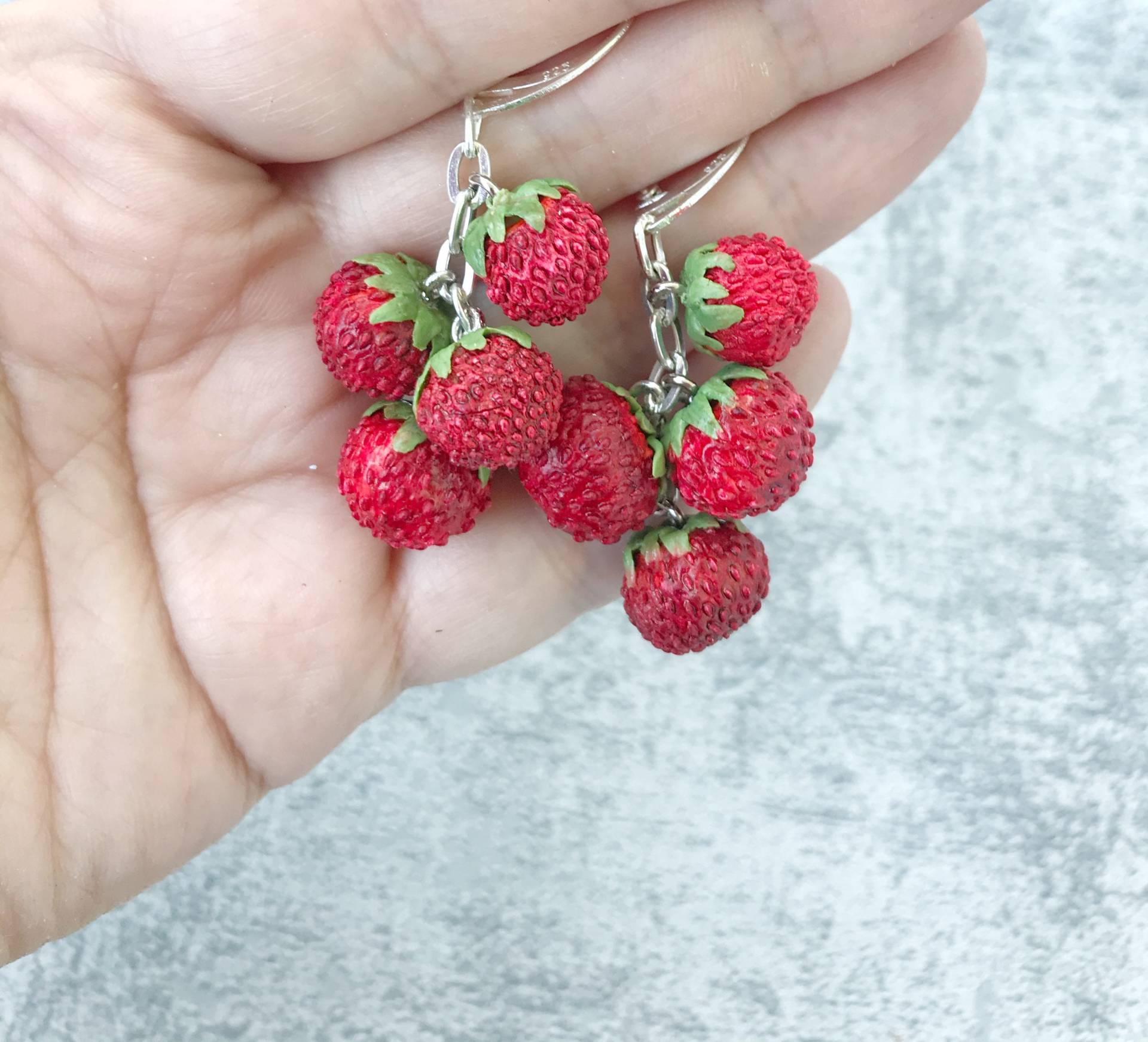 Polymer Clay Erdbeer Ohrringe Rote Früchte Schmuck von way2clay