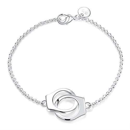 WDIYIEETN Fashion Jewelry Armband mit Handschellen, 925er Sterlingsilber, Aufschrift "Partners in Crime Best Friends" von wdiyieetn