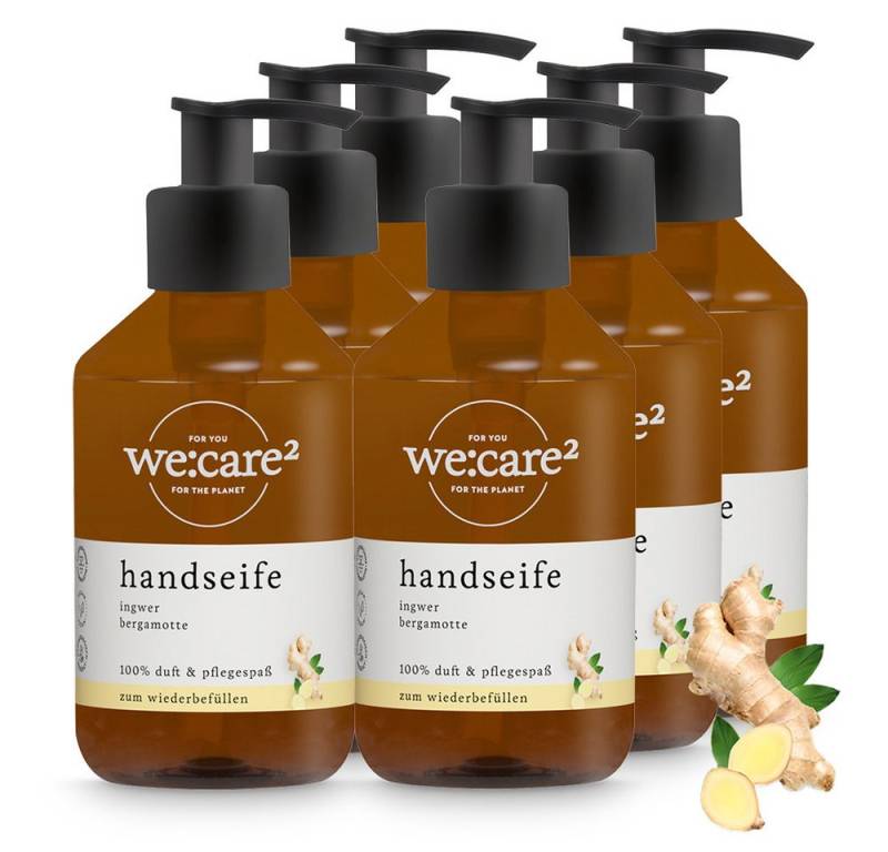 we:care2 Flüssigseife 6x Handseife 250ml Ingwer/Bergamotte - Flüssigseife Spender - Seife, 6-tlg. von we:care2