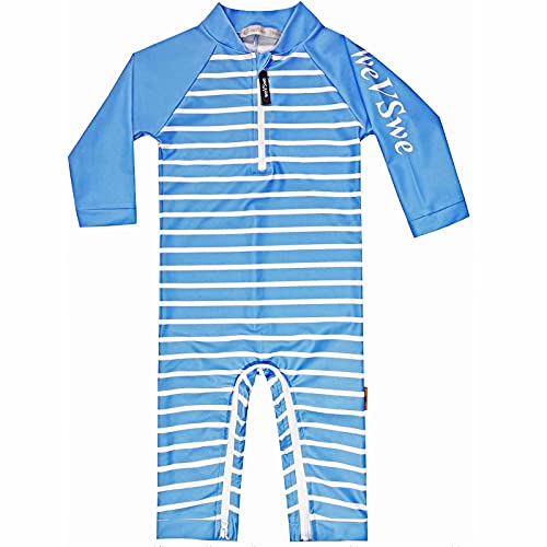 weVSwe Baby Junge Kleinkind Badeanzug UPF 50+ Sonnenschutz Recycling Stoff Einteiler Langarm Rash Guard Blaue Streifen 3 Jahre von weVSwe