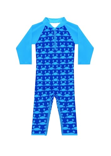 weVSwe Baby Schwimmanzug Einteiler Langarm Badeanzug Kleinkind Blaue Krabbe UPF 50+ Hautschutz Badebekleidung Jungen 12-18 Monate von weVSwe