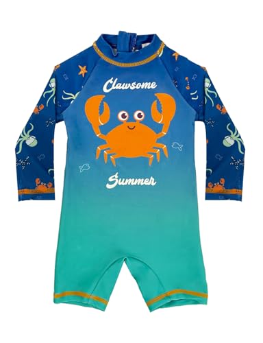 weVSwe Baby Schwimmanzug UV Schutz UPF 50+ EIN stück Rashguard Set Badeanzug Baby Einteilig Badeanzüge für den Strand Grüne Krabben 3 Jahre von weVSwe