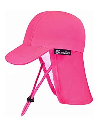 weVSwe Baby Sonnenhut UV Sonnenschutz Badekappe Schnell trocknend Verstellbare Kinnriemen Nackenklappe Sommermützen Mütze Outdoor Rosa 12-24 Monate von weVSwe