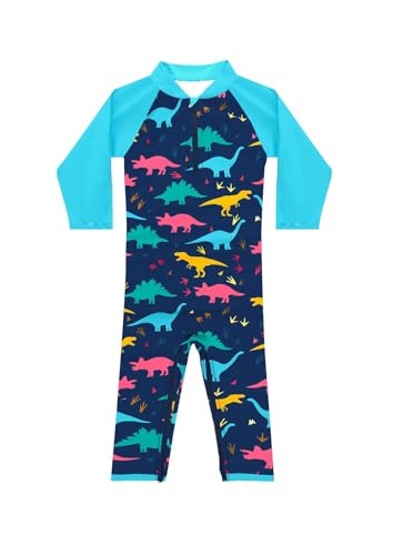 weVSwe Baby UV Kleidung Jungen UPF 50+ Langarm Kleinkind Badeanzug Blauer Dinosaurier Einteiler Baby Schwimmanzug UV Schutz 6-12 Monate von weVSwe