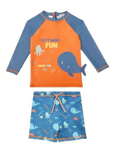 weVSwe Badeanzug Baby UV Schutz 50+ Schwimmanzug Baby Junge Zweiteilig Bade-Set Zweiteilig Badeshorts Blauer oranger Wal Neugeborenes 18-24 Monate weVSwe Badeanzug Baby UV Schutz 50+ Schwimmanzug Baby Junge Zweiteilig Bade-Set Zweiteilig Badeshorts Blauer oranger Wal Neugeborenes 18-24 Monate von weVSwe